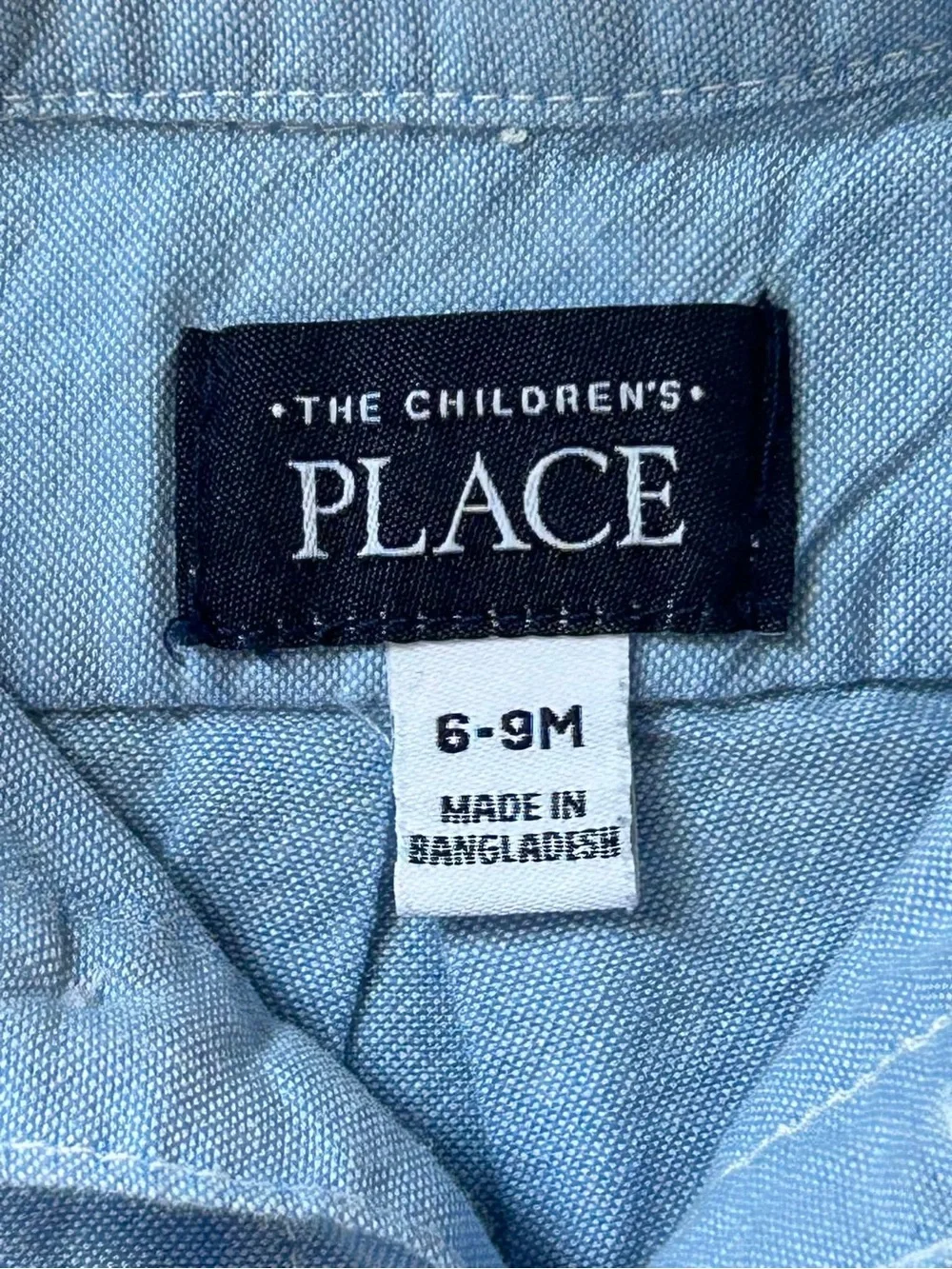 The Children's Place Light Blue Short Sleeve Button-Down Shirt 6-9 months Preppy